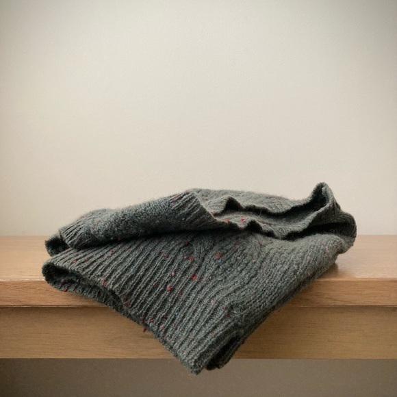 100% shetland wool sleeveless sweater vest vintage green red cable knit ivy prep - Picture 9 of 15